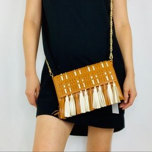 Faux Leather Tassel Crossbody Purse